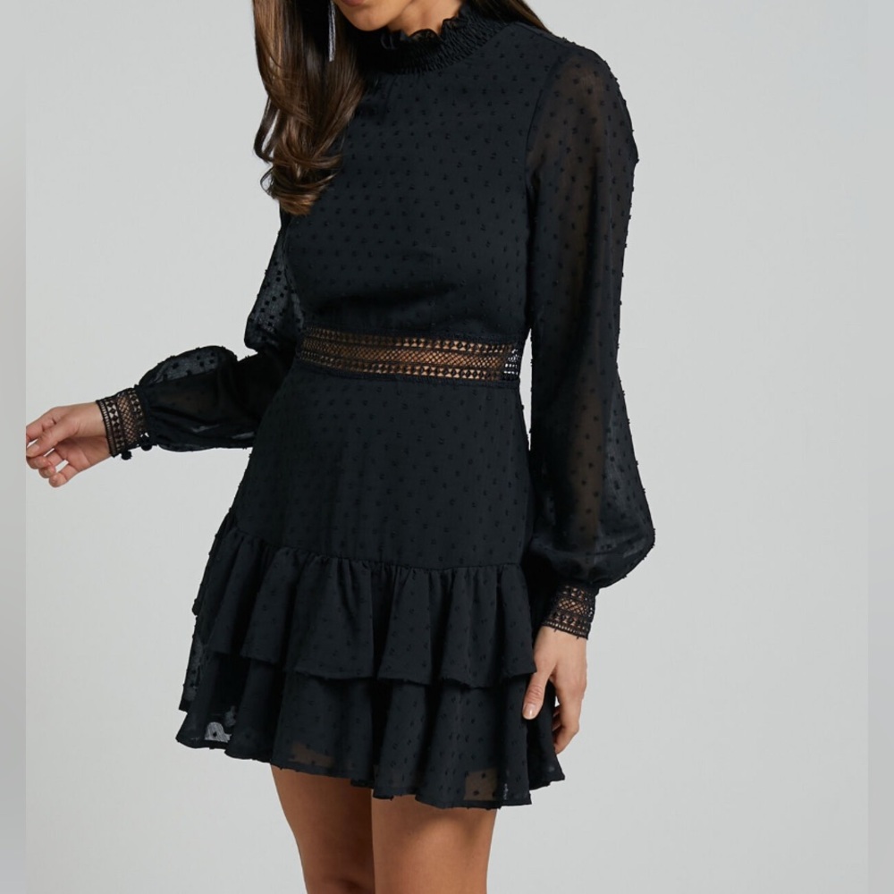 Showpo Are You Gonna Kiss Me Mini black dress size 6 US